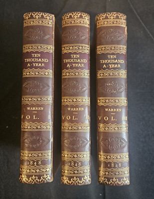 Ten Thousand A-Year by Samuel Warren Beautifully Leather-Bound 3 Volume Set 1848-image