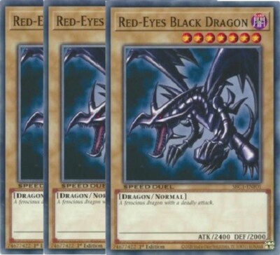 Yugioh - Red-Eyes Black Dragon x 3 - 1st Edition NM - Plus Free Holographic Card-image