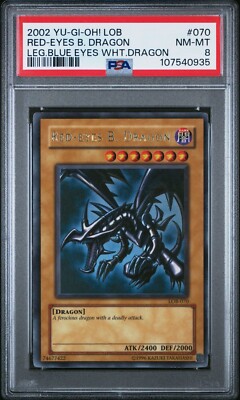 2002 Yu-Gi-Oh! Red-Eyes B. Dragon LOB-070 Ultra Rare PSA 8 Original Black-image