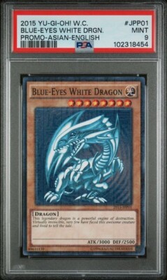 PSA 9 BLUE-EYES WHITE DRGON 2015-JPP01 Millennium Rare YuGiOh WCS 2015 English-image