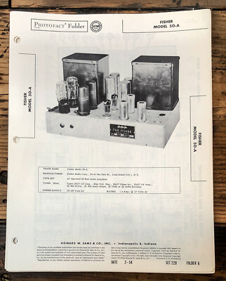Fisher Model 50-A 50A Amplifier Sams Photofact Service Manual *Original*-image