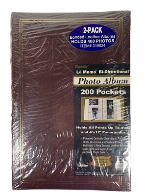 Vtg Sealed  Photo Albums Bonded Leather Library Burgandy Gold  Traditional Set 2-image