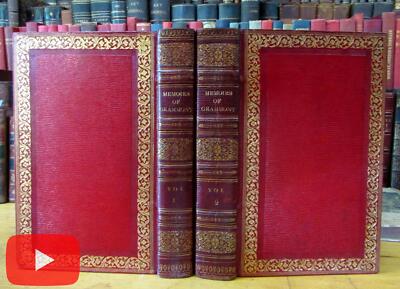 Count Grammont Memoirs 1811 gorgeous morocco leather set book 64 portrait plates-image