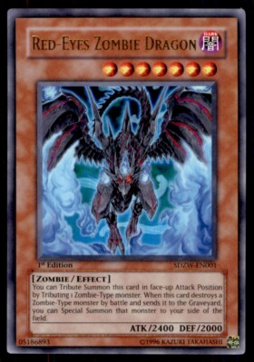 Yu-Gi-Oh! 1st Edition Red-Eyes Zombie Dragon #SDZW-EN001 Light Play-image