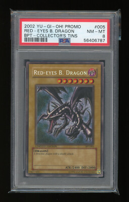 2002 YUGIOH Collector's Tin RED-EYES B DRAGON BPT-005 Secret Rare Limited PSA 8-image