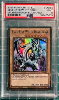 2021 Yugioh! 1st Ed. Blue-Eyes White Dragon Max Gold El Dorado PSA 9-image