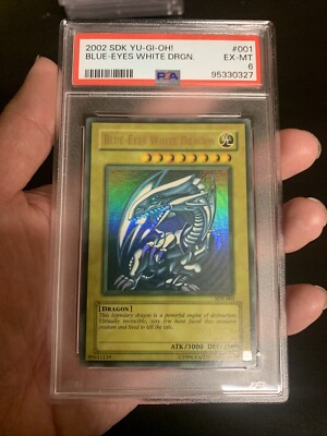 2002 Yugioh Starter Deck Kaiba Blue-Eyes White Dragon SDK-001 PSA 6 SUPER FADED-image