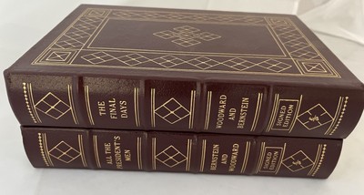 SIGNED Woodward & Bernstein Easton Press Leather Book First 1st Edition Set Of 2-image