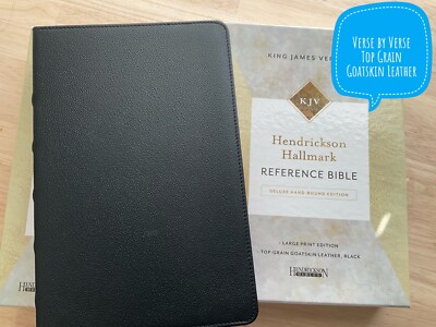 KJV Hallmark Reference Large Print Bible 2018 Top Grain Black Goatskin Leather-image