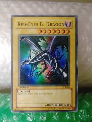  2003 Yugioh Red Eyes Black Dragon SDJ-001 1st Edition -image