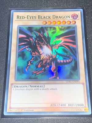 Yugioh Red-Eyes Black Dragon LDS1 EN001 GREEN Ultra Rare 1st ED-image