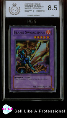 FLAME SWORDSMAN YUGIOH 3 2002 LEGEND OF BLUE EYES WHITE DRAGON ENGLISH PGS 8.5-image