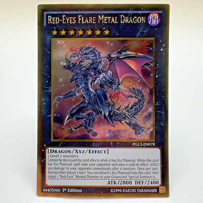 Yugioh Red-Eyes Flare Metal Dragon PGL3-EN078 1st Edition Gold Rare Holo - NM 💎-image