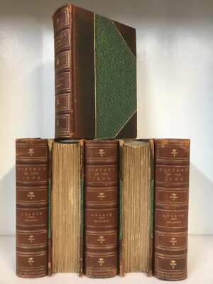 PRICE DROP History of the Jews 6 Volume Leather Bound Set 1891 H. Graetz-image