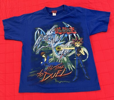 Yu-Gi-Oh! Duel Monsters Graphic Tee Blue Eyes White Dragon Vintage Kids Large-image