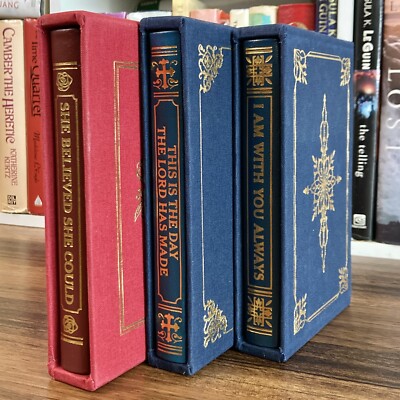Set of 3 leatherbound Christian Daily Devotional books (Easton Press, 2015-2021)-image