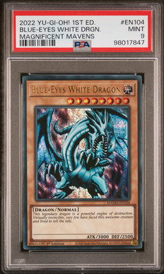 2022 Yugioh MAGNIFICENT MAVENS 1ST EN104 BLUE-EYES WHITE DRAGON PSA 9 ULTRA-image