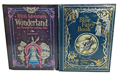 ❤️SET of 2 ALICE'S ADVENTURES in WONDERLAND and THE BLUE FAIRY Leather Bound NEW-image