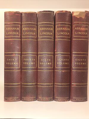 OLD LEATHER Set; ABRAHAM LINCOLN! 1905 Not Complete Constitutional Edition Rare-image