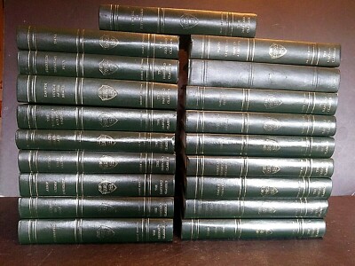 19 Harvard Classics Deluxe Registered Edition Green Leather Books 1937-1938 Set-image