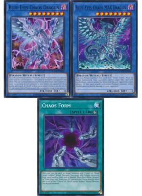 Yugioh Blue-Eyes Chaos & MAX Dragon Ritual Set - Unl Misprint - Plus Free Holo-image