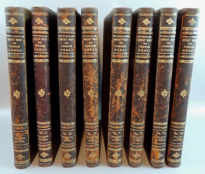 GREAT MEN & FAMOUS WOMEN_COMPLETE 8 VOL SET_1894_1st Edn_Leather_Gold Gilt_XLNT-image