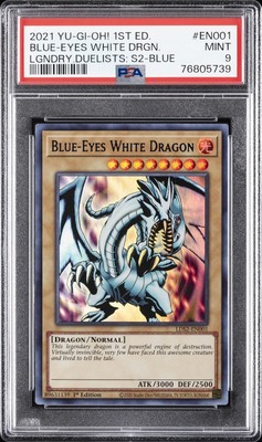 2021 YU-GI-OH! LEGEND DUELISTS: SEASON 2 #EN001 BLUE-EYES WHITE DRAGON PSA 9-image