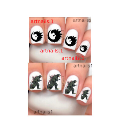 Godzilla Nail Art Sticker Cosplay Kaiju Nails Costume Mani Polish Salon Set 100+-image