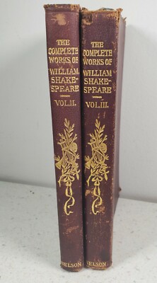Vintage Rare Works of William Shakespeare Thomas Nelson Tissue Pages Set of 2-image