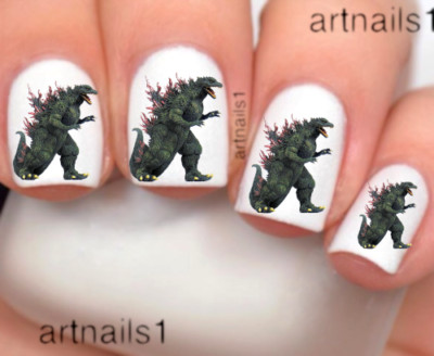 Godzilla Nails Kaiju Cosplay Costume Nail Art Decals Stickers Mani Salon Polish-image