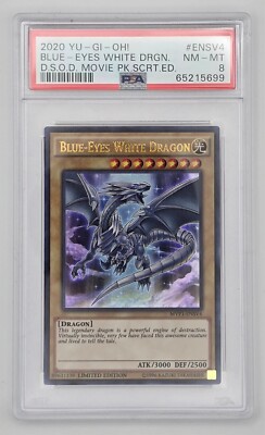 2020 Yu-Gi-Oh! DSOD Movie Pack Blue-Eyes White Dragon MVP1-ENSV4 PSA 8-image