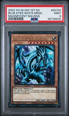 2022 YU-GI-OH! MAGNIFICENT MAVENS 1ST ED #EN104 BLUE-EYES WHITE DRAGON PSA 9-image