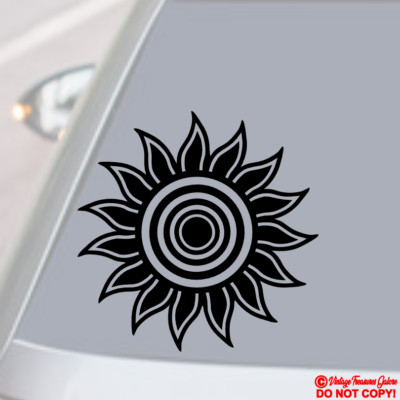 SUN Vinyl Decal Sticker Car Rear Window Wall Bumper Tribal Symbol Astrology Star-image
