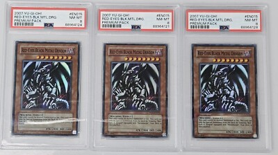 (1) 2007 YuGiOh Red-Eyes Black Metal Dragon Super Rare PP01-EN015 PSA 8 NM-Mint-image
