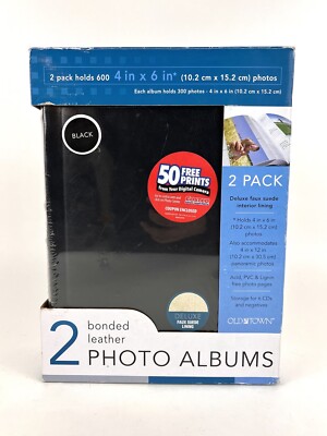 NEW Set of 2 Photo Albums Bonded Leather Old Town Holds 300 Photos Each SEALED-image