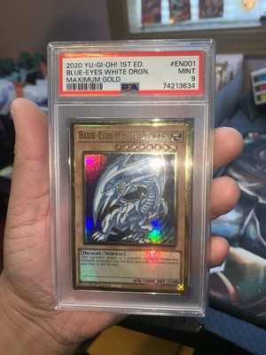 2020 YU-GI-OH! MAXIMUM GOLD 1ST EDITION  #EN001 BLUE-EYES WHITE DRAGON PSA 9-image