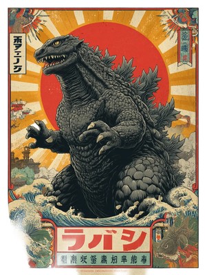 Vintage Godzilla Poster Vinyl Car Decal Sticker – Waterproof & UV-Resistant-image