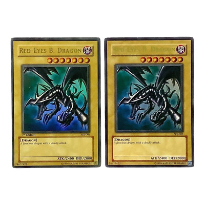2  Red-Eyes B. Dragon One is 1st Edition SDJ-001 Yugioh Starter Deck Joey Played-image