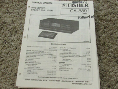 FISHER CA-889 STEREO AMPLIFIER ORIGINAL SERVICE REPAIR MANUAL -image