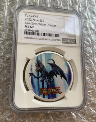NGC MS67 Niue 2022 Yu-Gi-Oh! YuGiOh Blue Eyes White Dragon $2 silver coin-image
