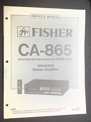 Fisher CA-865 Service Manual Integrated  Stereo Amplifier Original-image
