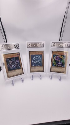 Yugioh Red Eyes Black Dragon Blue Eyes White Dragon Dark Magician 1st Edition!-image