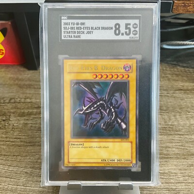 2003 Yu-Gi-Oh! Ultra Rare Red Eyes Black Dragon [SDJ-001] - SGC 8.5 [MINT/NM]-image