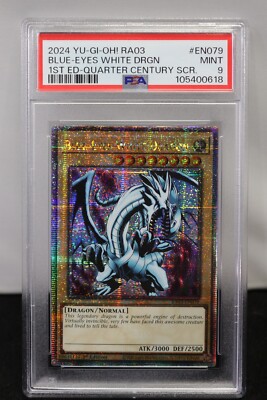 PSA MINT 9 | QCSR | Blue-Eyes White Dragon | RA03-EN079 | Yu-Gi-Oh! TCG-image