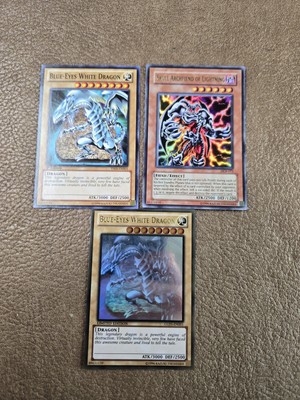 Lot Of 3 Vintage Yu-Gi-Oh Cards, Blue Eyes White Dragon X2 , Sull Archhfiend -image