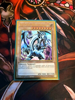 YUGIOH TCG BLUE-EYES WHITE DRAGON MGED-EN001 GOLD 1ST EDITION NM-image