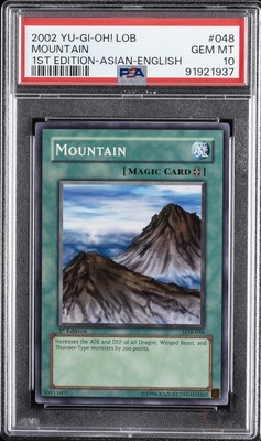 2002 YU-GI-OH! LOB-LEGEND OF BLUE EYES WHITE DRAGON #048 MOUNTAIN PSA 10-image