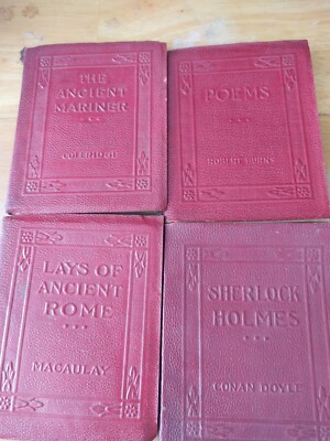 1920s Red Little Leather Library Books Set of 4 Published by Robert K. Haas Inc.-image
