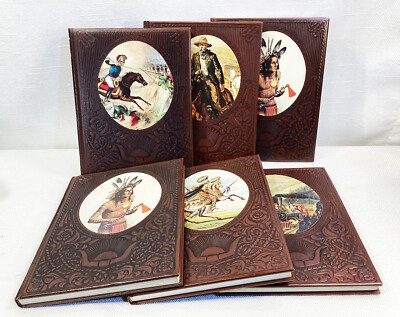 TIME LIFE THE OLD WEST SET OF 6 LEATHER BOUND,  VGC 1970s-image