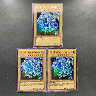 NM 3 card Blue-Eyes White Dragon JMP-001 Ultra Rare YuGiOh 1210-image